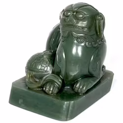 Qing dynastin (1644-1912) kinesisk bixie grön Jade