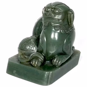 Qing dynastin (1644-1912) kinesisk bixie grön Jade