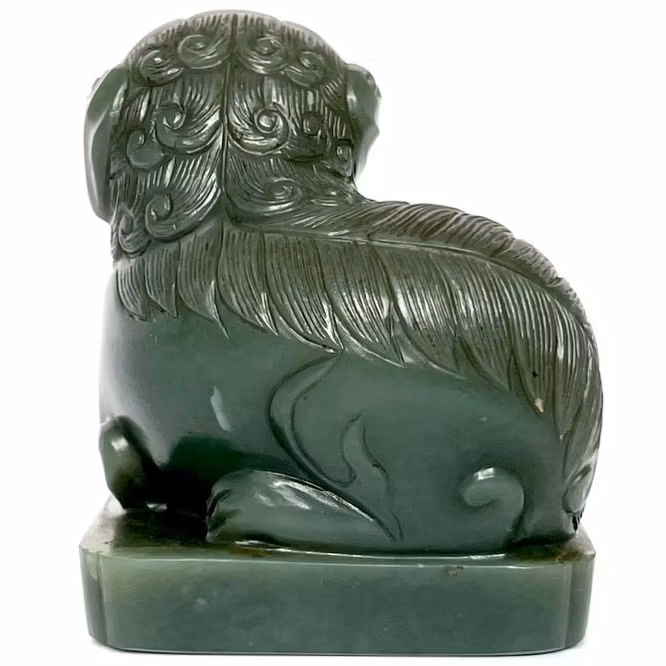 Qing dynastin (1644-1912) kinesisk bixie grön Jade