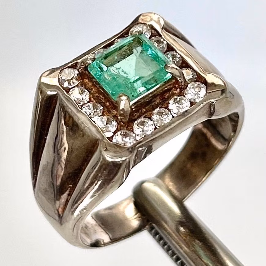 Bague en argent émeraude naturelle 1,50 carat avec certificat