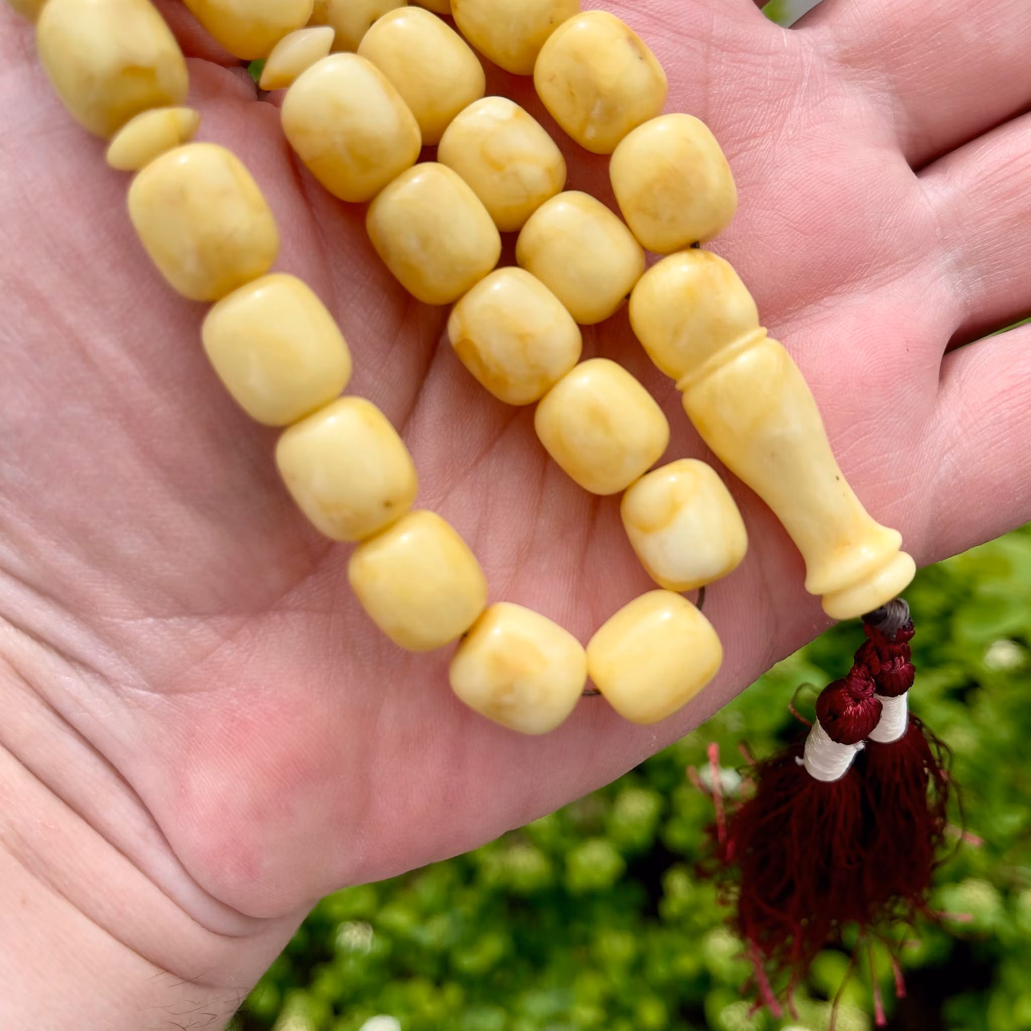 Naturlig pressat vit Baltiska bärnsten radband, 47 g