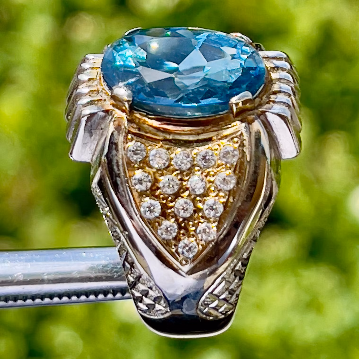 Bague en argent faite main avec topaze bleue naturelle non traitée de 7,20 carats et certificat