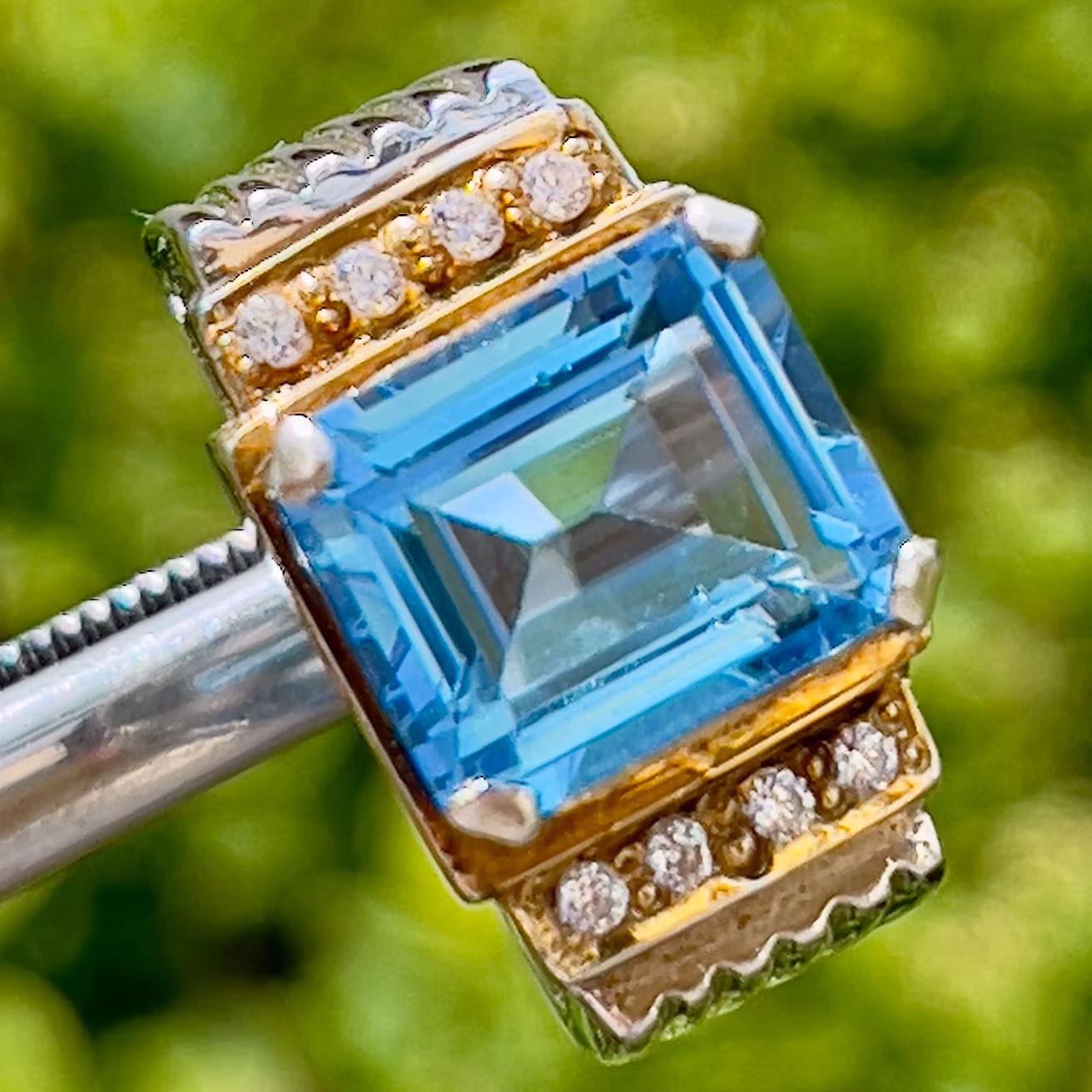 6.75 Carat Natural Blue Topaz, Silver Ring with Certificate