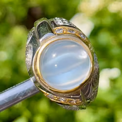 7,00 Karat, Månsten, silverring med certifikat