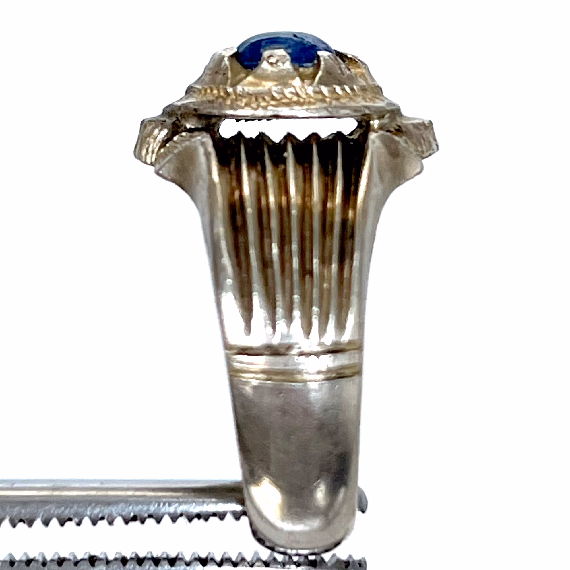 1,25 karaat, natuurlijke blauwe saffier, zilveren ring met certificaat