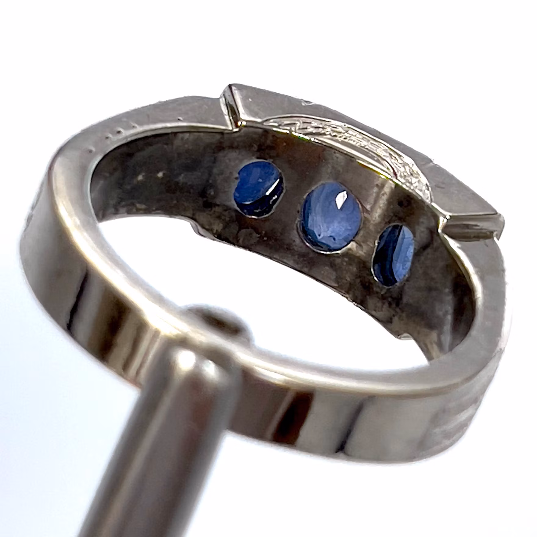 3,00 Karat naturlig blå Safir, handgjord silverring med certifikat