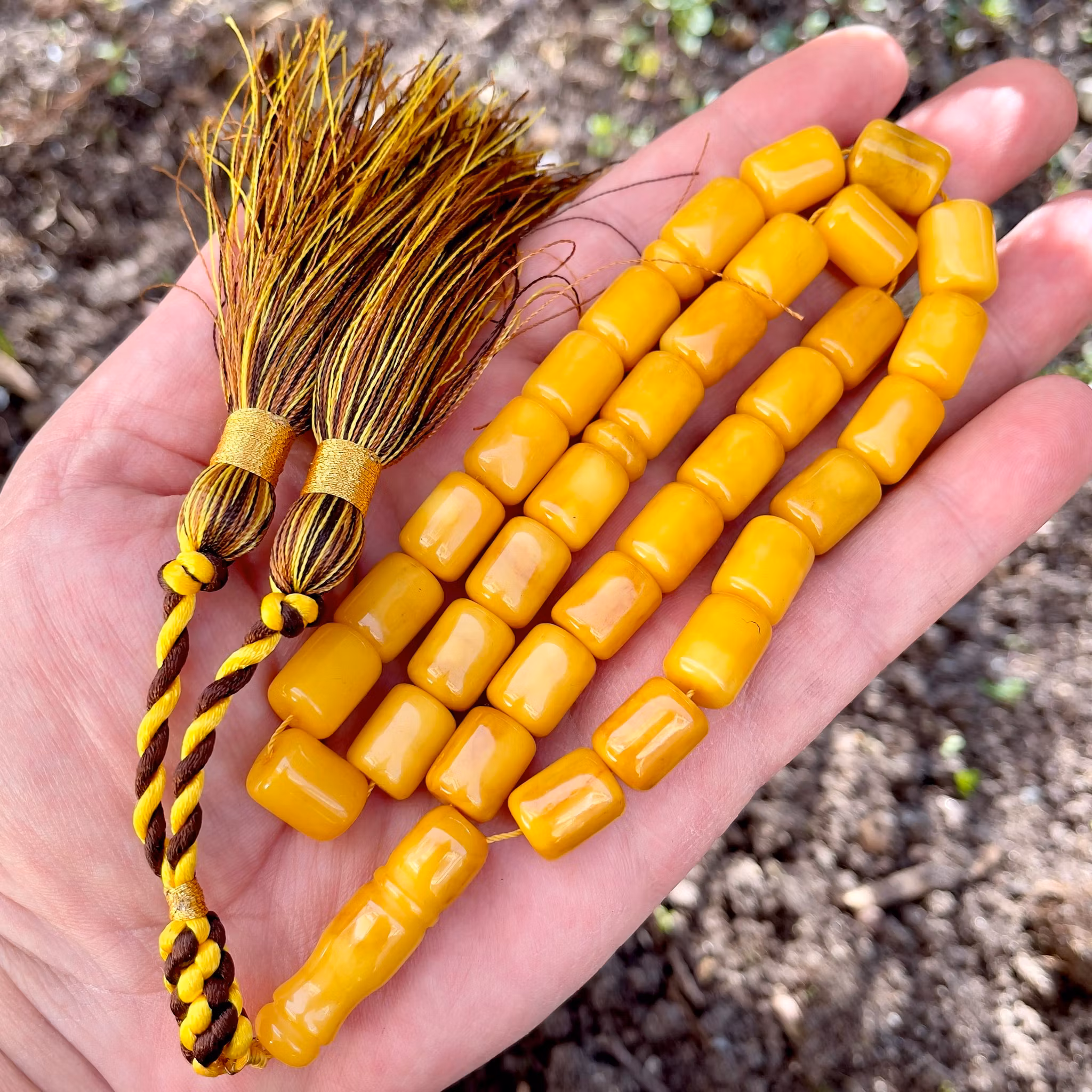 Natural pressed amber rosary, 51 g