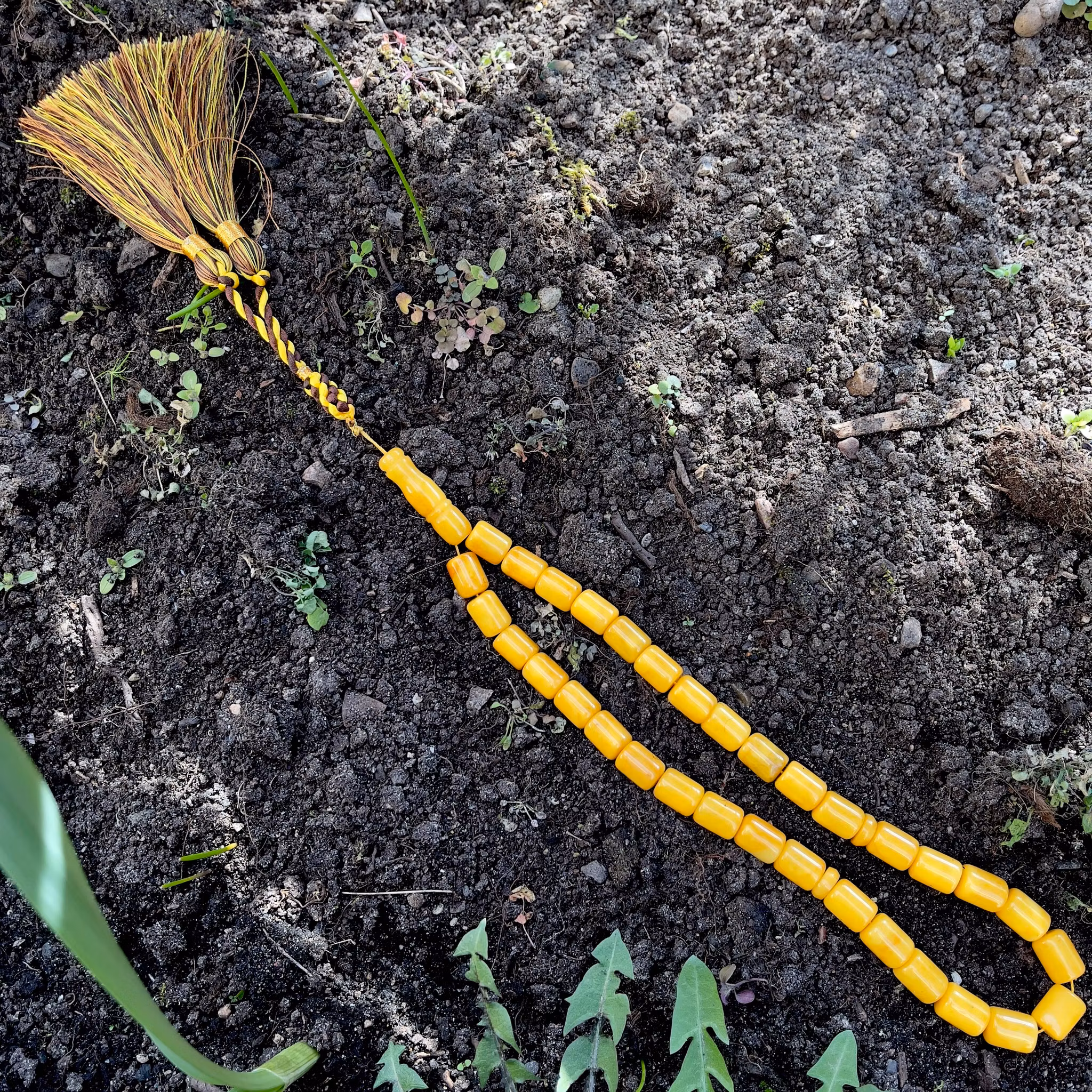 Natural pressed amber rosary, 51 g