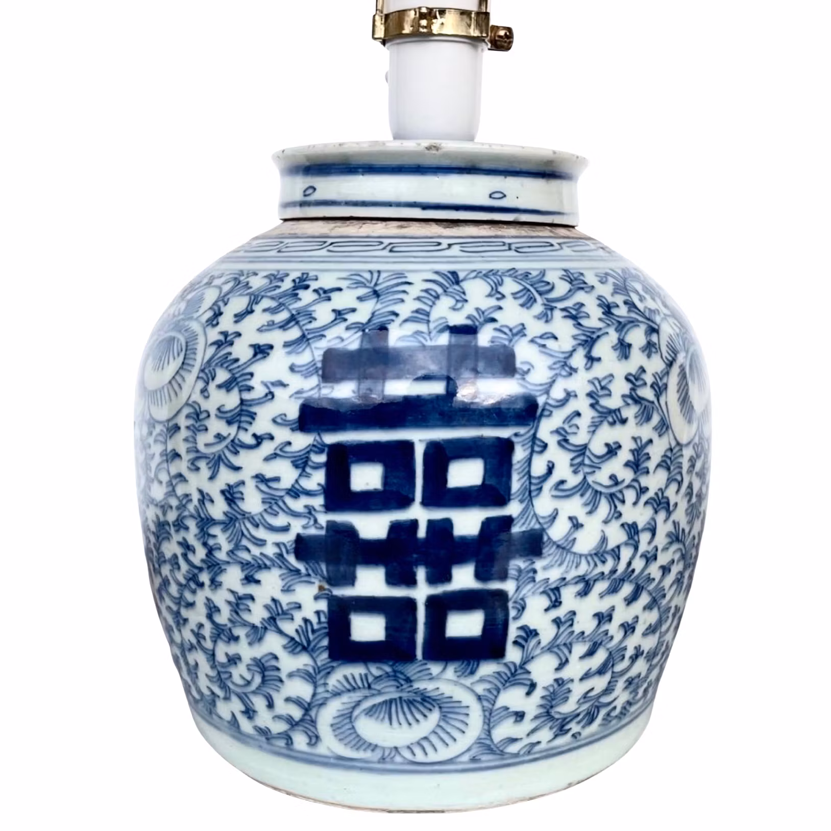 Un par de lámparas de mesa de porcelana china, dinastía Qing (1644-1912)