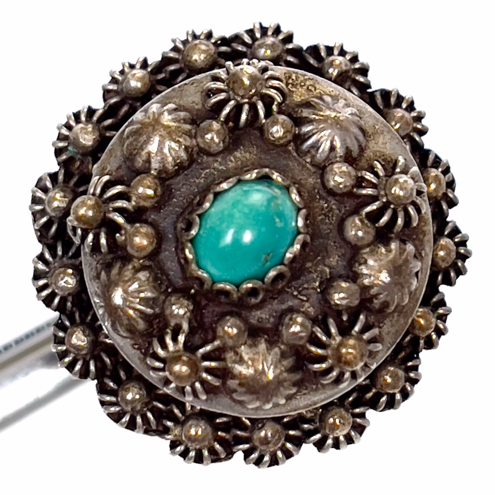 Antik Osmansk silverring med naturlig Turkos