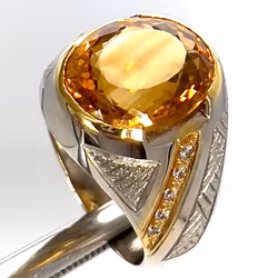 10,25 karat naturlig obehandlad Citrin, handgjord Silverring med certifikat