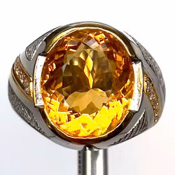 10,25 karat naturlig obehandlad Citrin, handgjord Silverring med certifikat