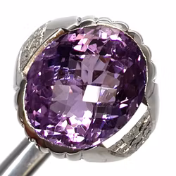 15,09 Karat naturlig obehandlad Ametist, Handgjord silverring med certifikat