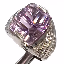 11.00 Carat natural Amethyst, silver ring with certificate