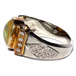 3,60 Karat, naturlig opal, silverring med certifikat