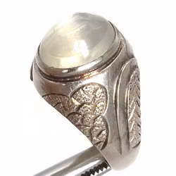 7,50 Karat naturlig obehandlad Månsten, handgjord silverring med certifikat