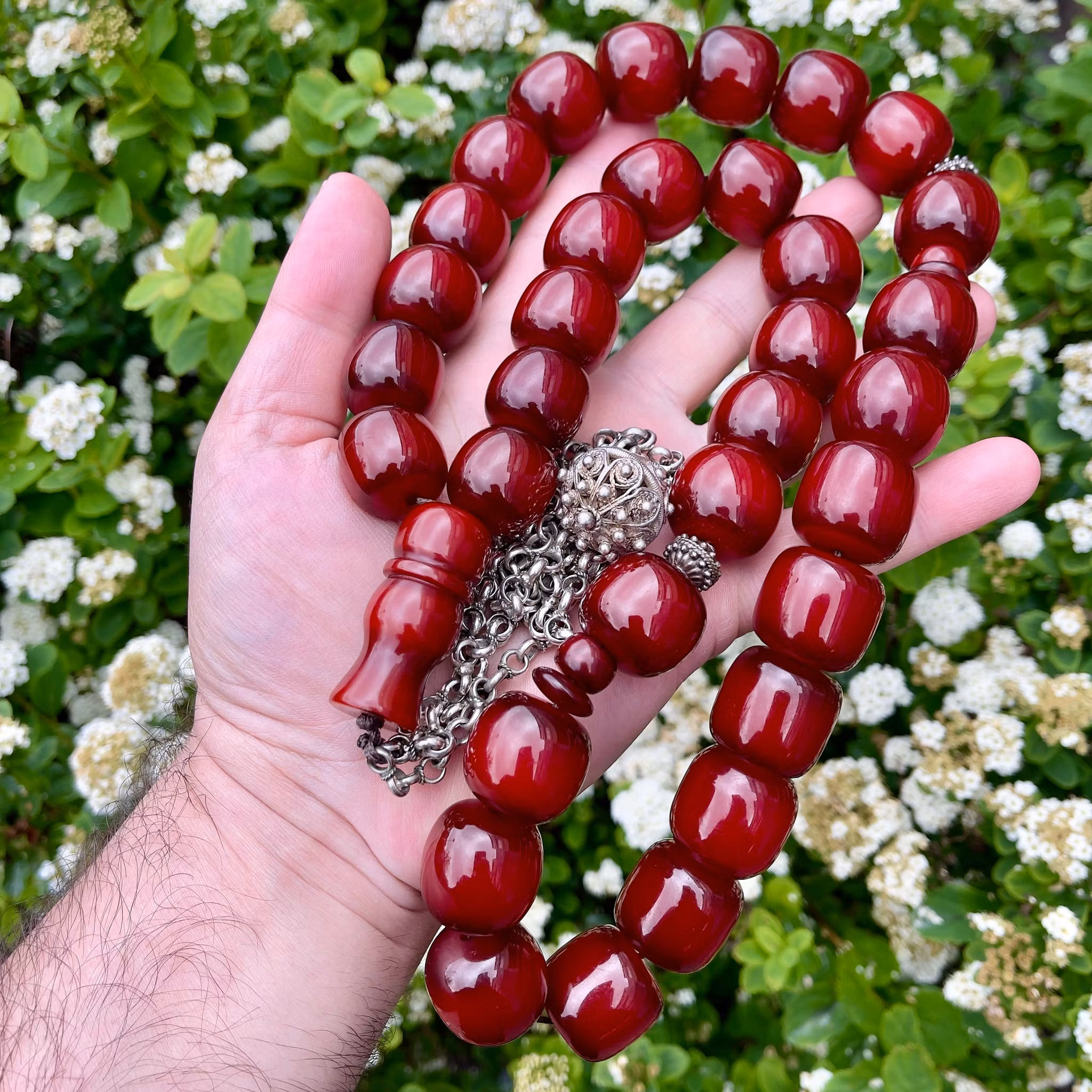 Alter osmanischer Sikma-Rosenkranz aus Faturan, 388 Gramm