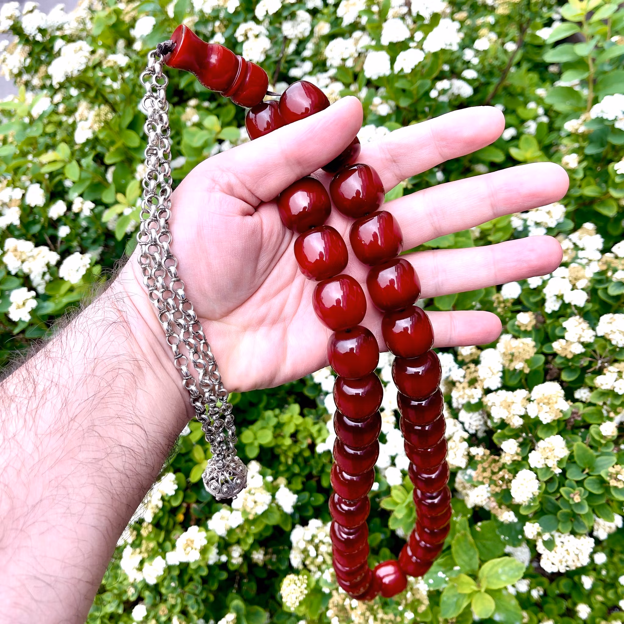 Alter osmanischer Sikma-Rosenkranz aus Faturan, 388 Gramm