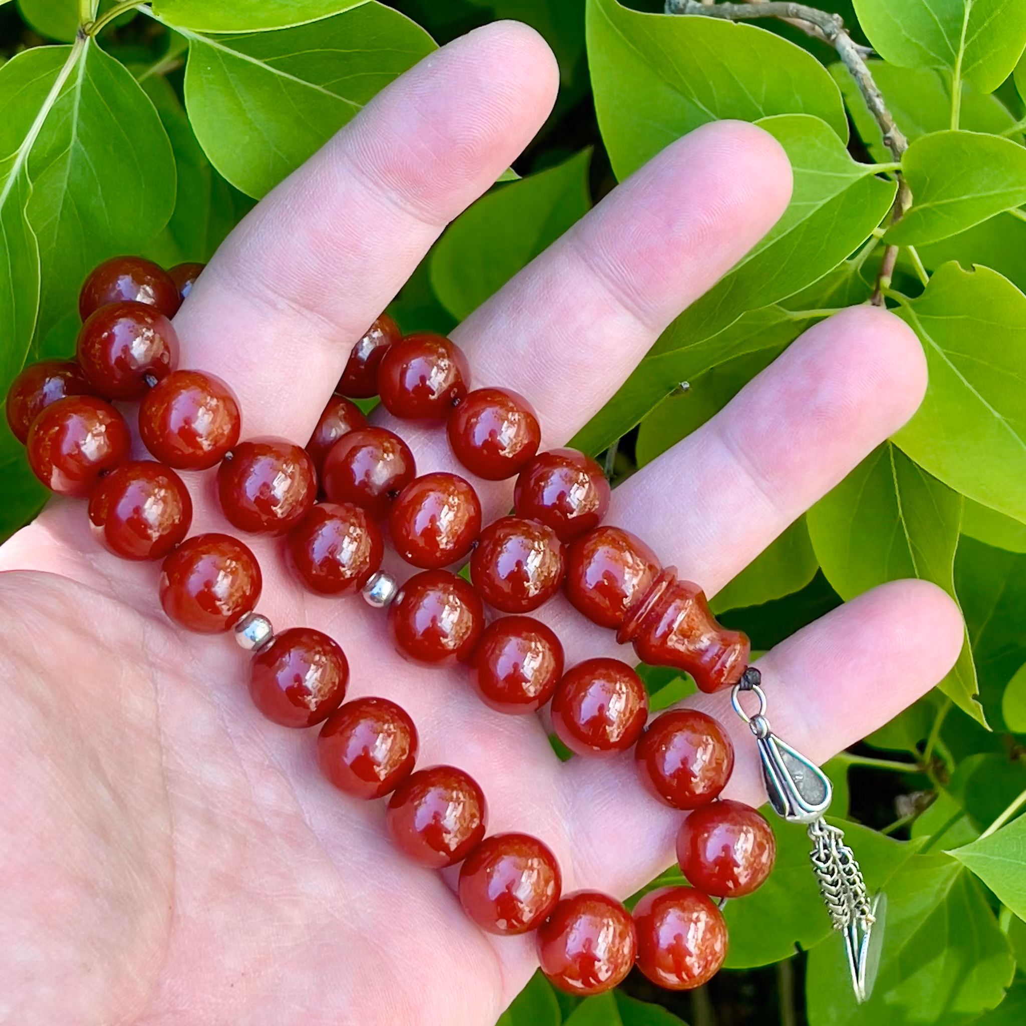 Gammel kirsebærbakelit rosenkrans, 65 g