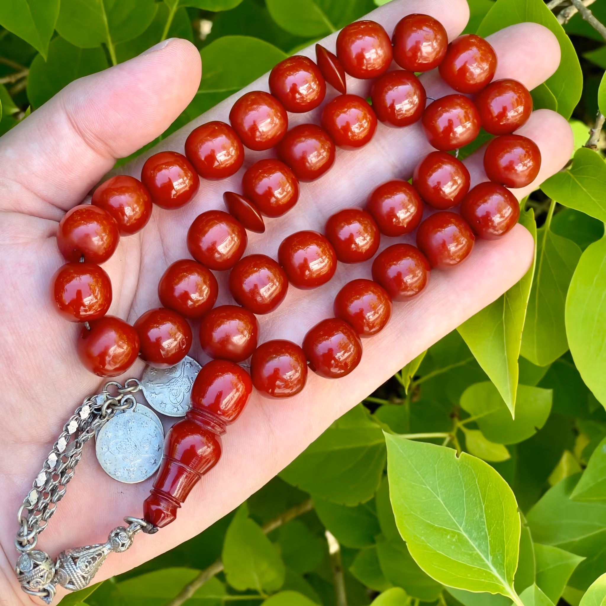 Gammal Körsbärs bakelit radband, 92 g