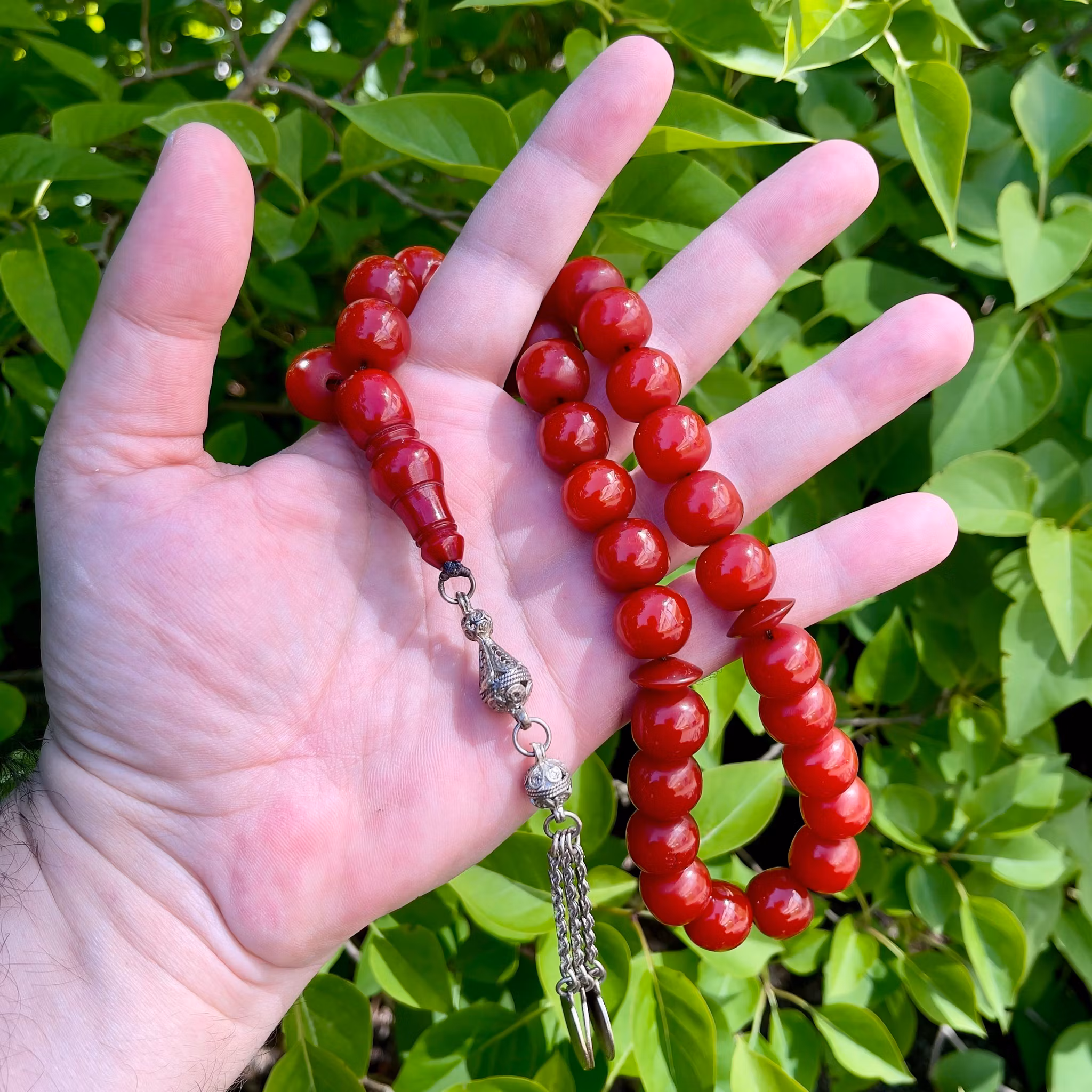 Gammal Körsbärs bakelit radband, 92 g