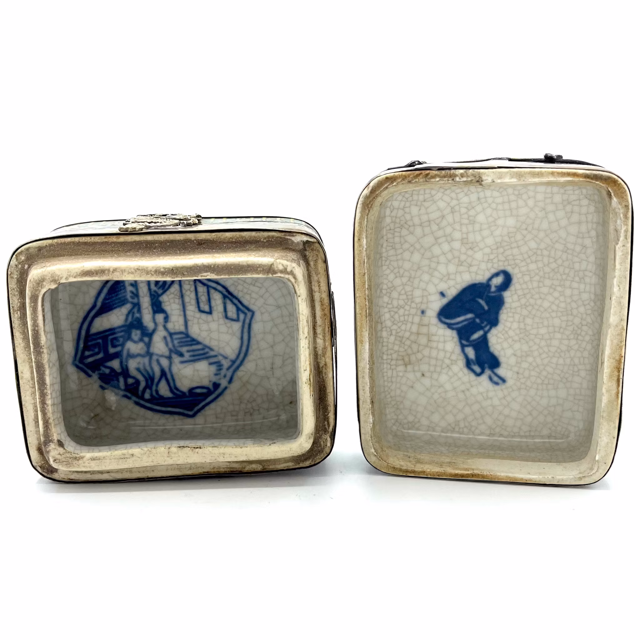 Scatola antica in porcellana cinese con coperchio