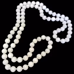 Vintage, halskæde af naturlig hvid Jade, 63 g
