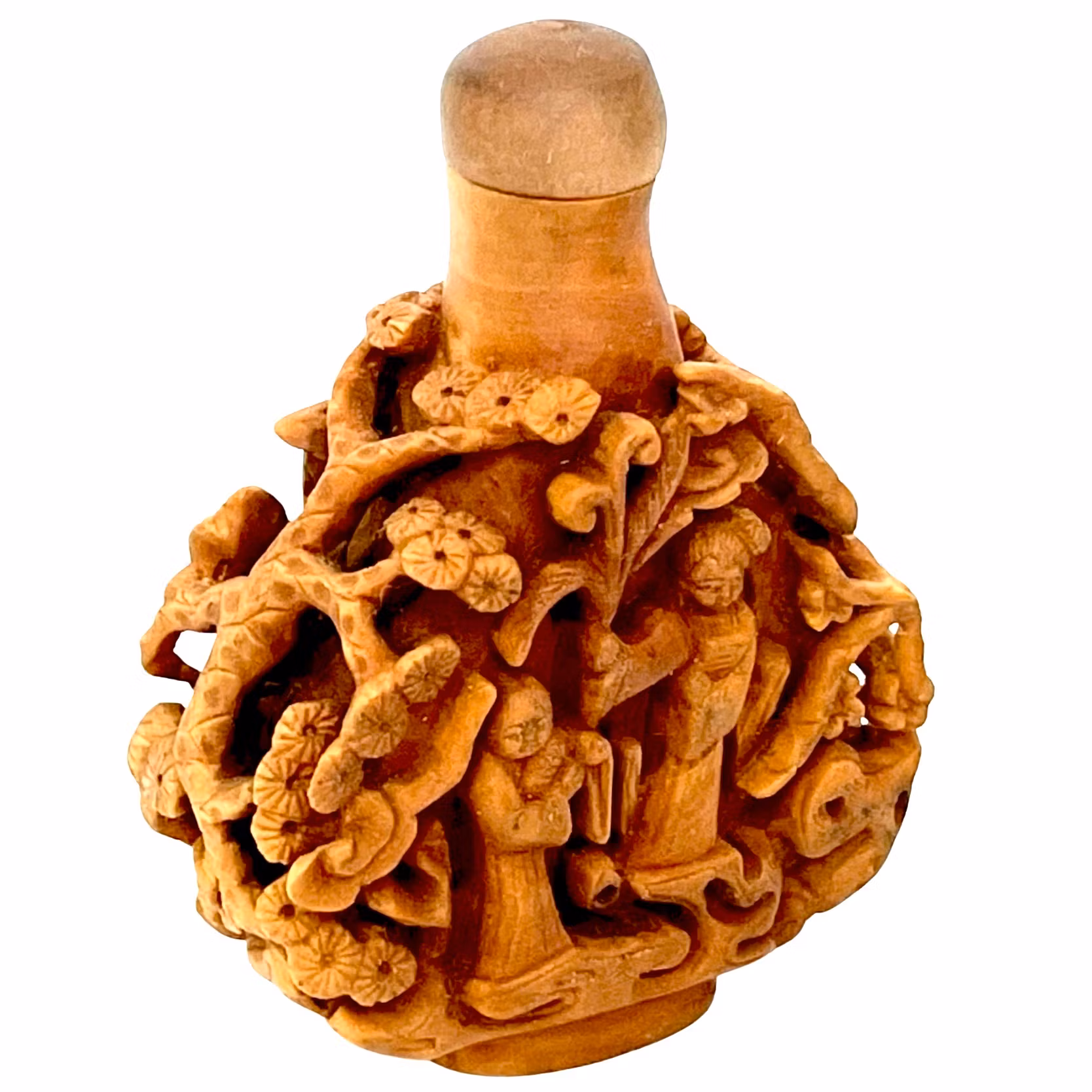China, snuff bottle, carved on bamboo