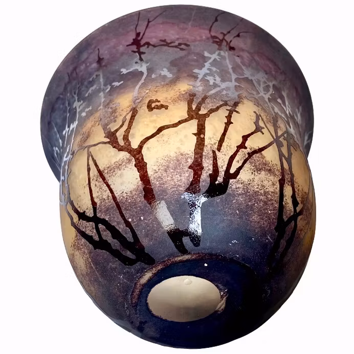 Künstlicher Vasenüberhang aus Glas mit Baumschmuck