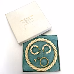 Vintage, Elfenben smyckes med 14k guld