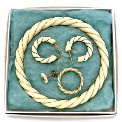 Vintage, Elfenben smyckes med 14k guld