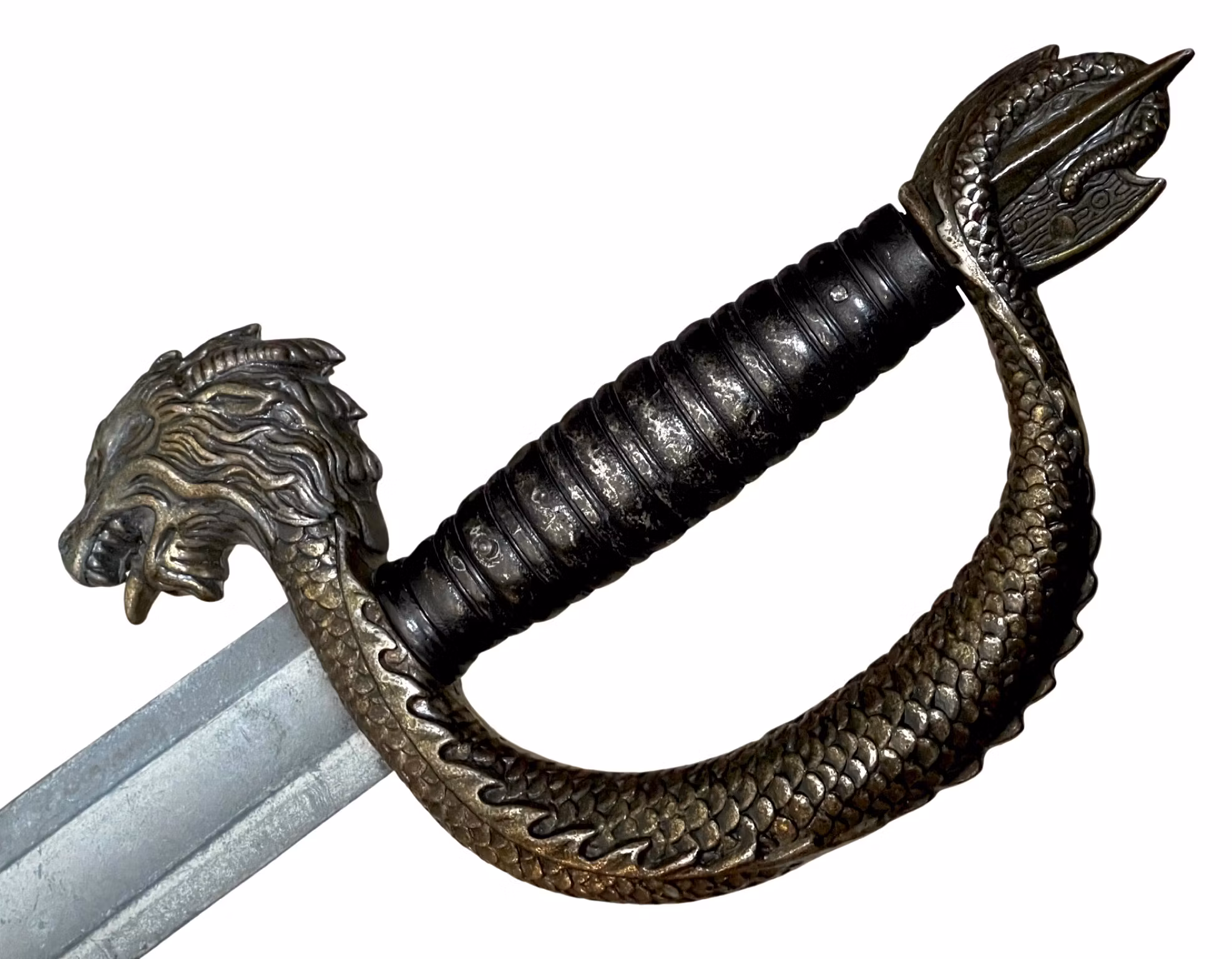 Dekoration Svärd med brons handtag av dragon och  tenn blad