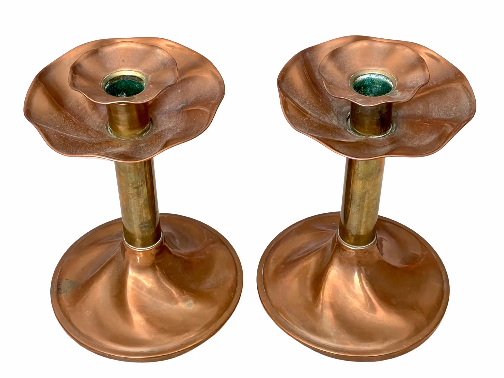 Antika Ljusstakar ett par Koppar och Mässing