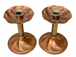 Antique Candlesticks, a pair of Copper and Brass
