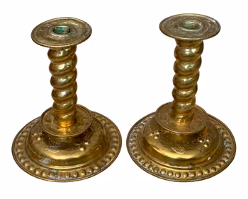 Antik Ljusstakar ett par Mässing