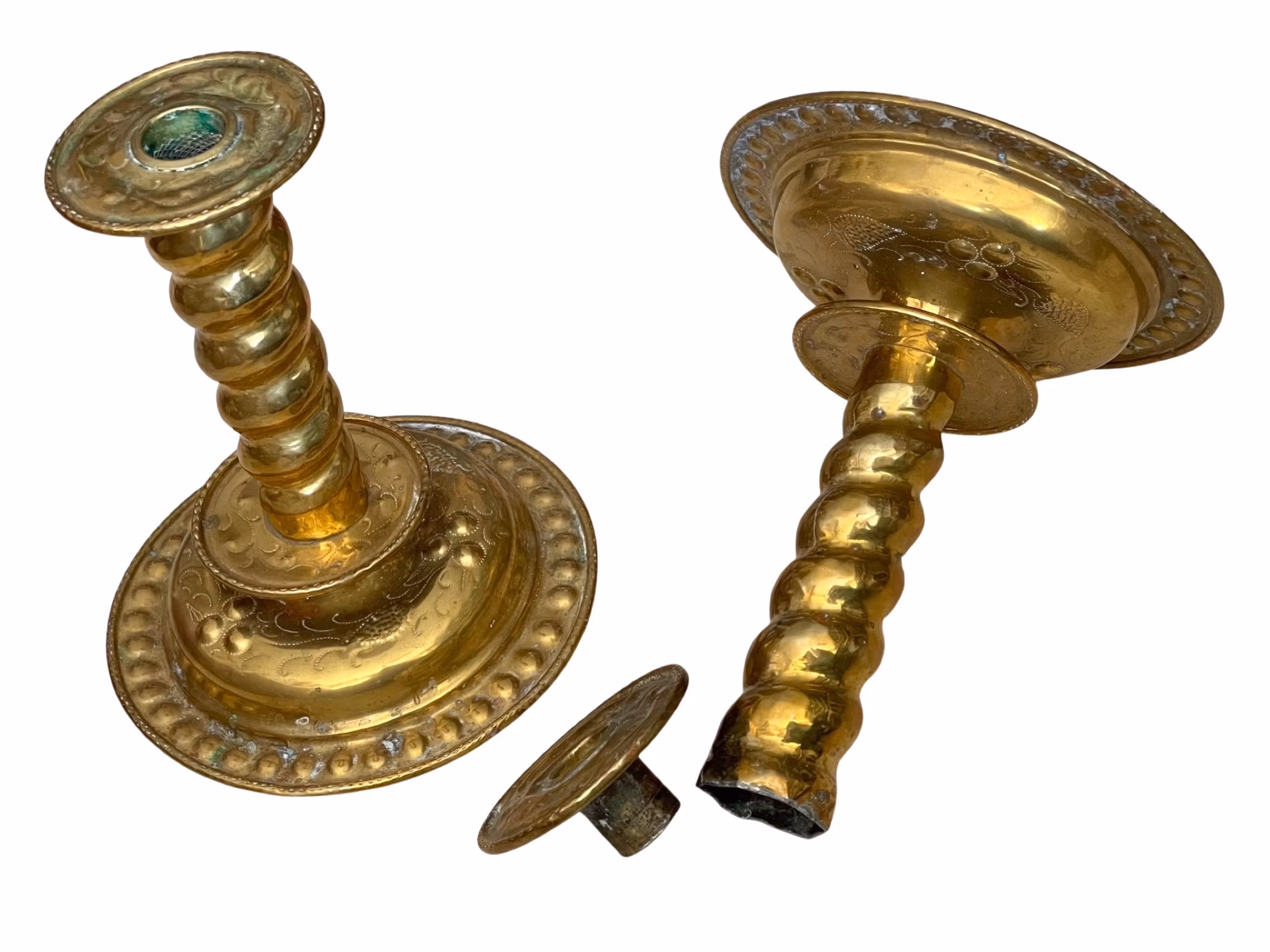 Antique Candlesticks, a pair of Brass
