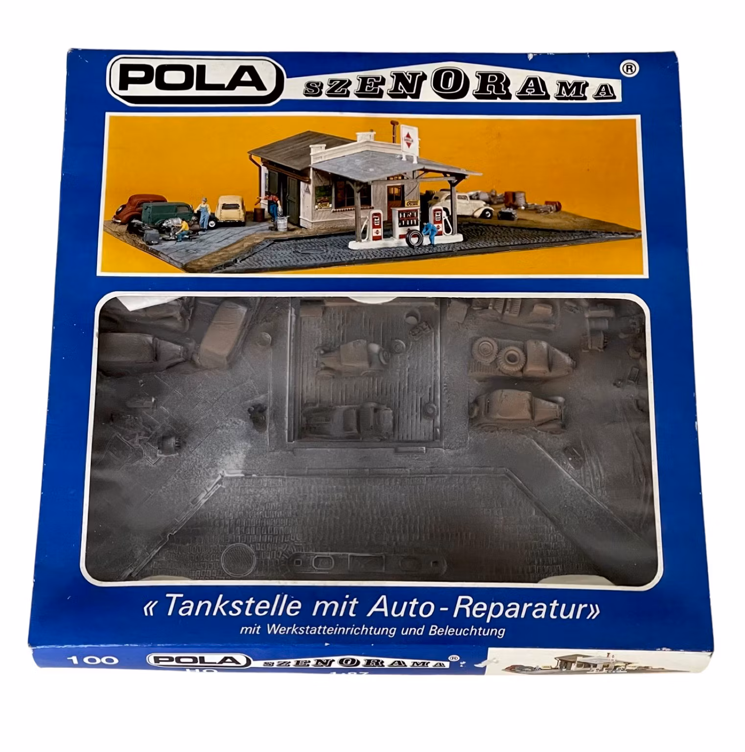 Pola HO 100 Skalmodell Bensinstation med bilverkstad