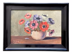 Oidentifierad konstnär, Olja på pannå, signerad