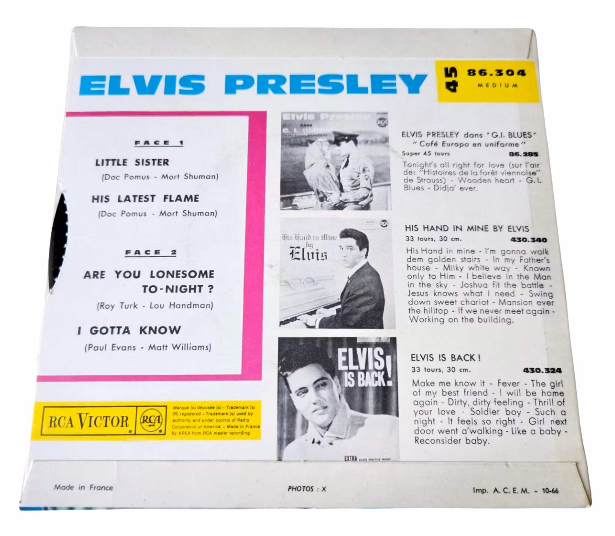 Elvis Presley Little Sister EP