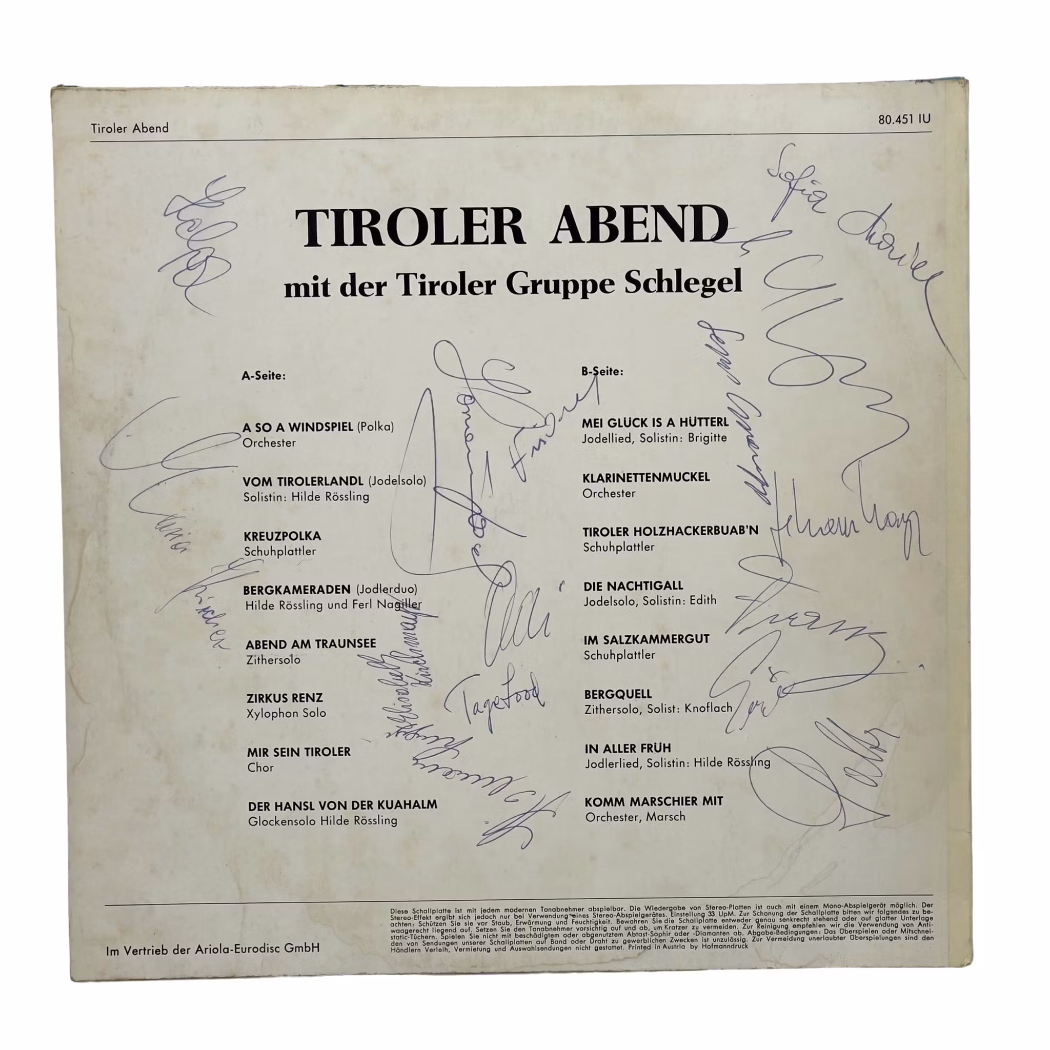 Tiroler Abend Mit Der Tiroler Gruppe Schlegel Vinyl LP