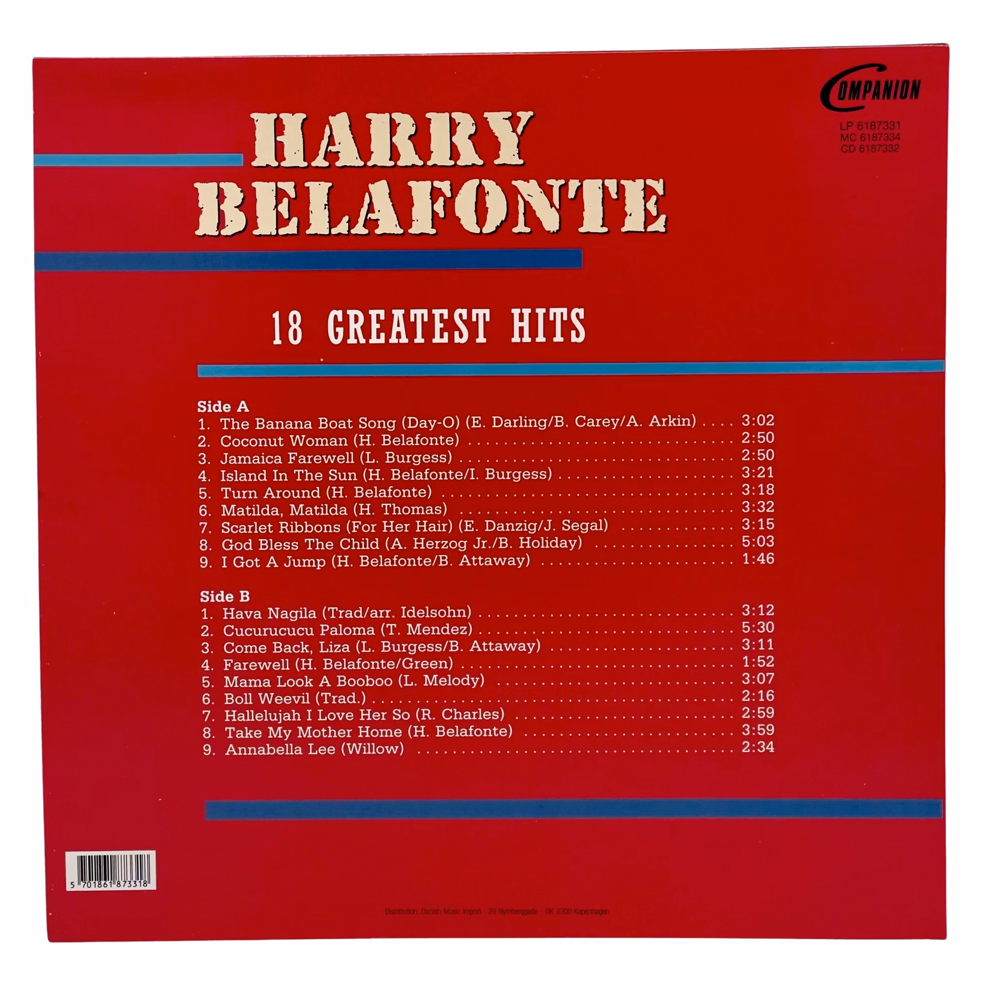 Harry Belafonte 18 Greatest Hits Vinyl LP