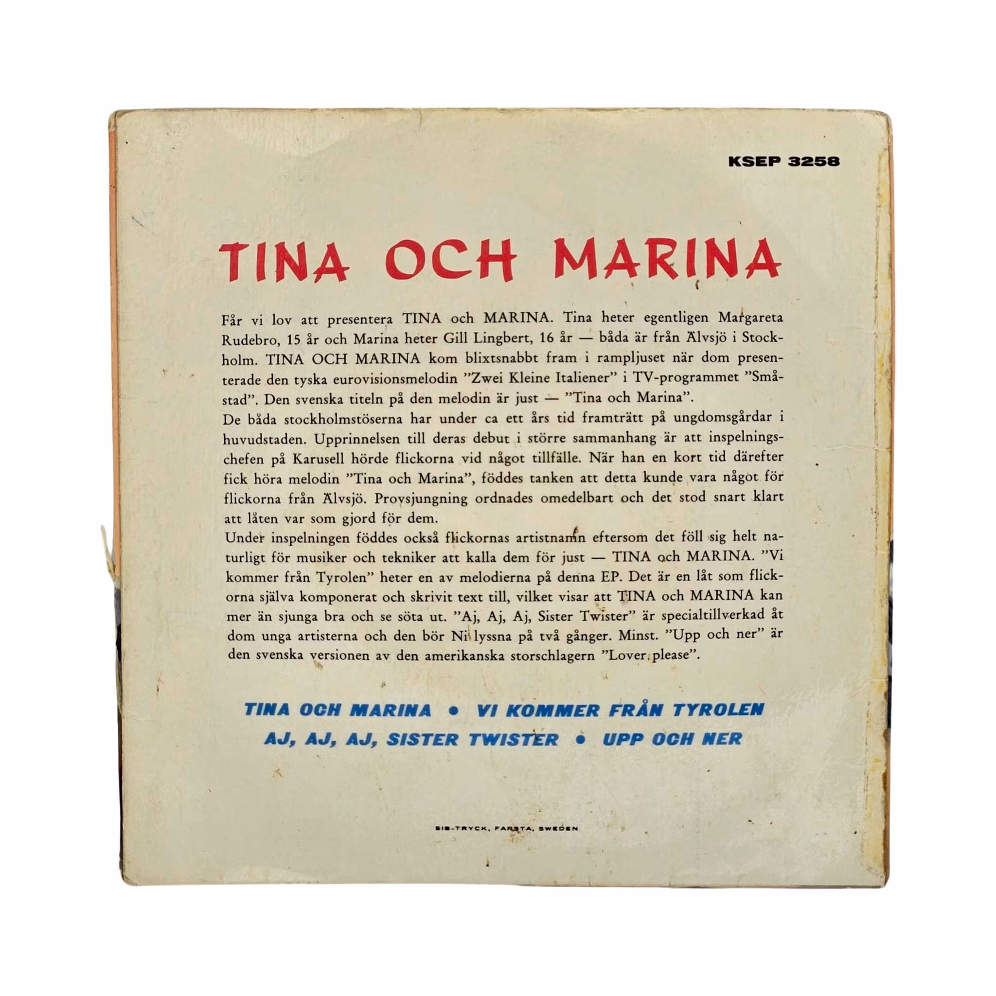 Tina Och Marina, Vinyl EP