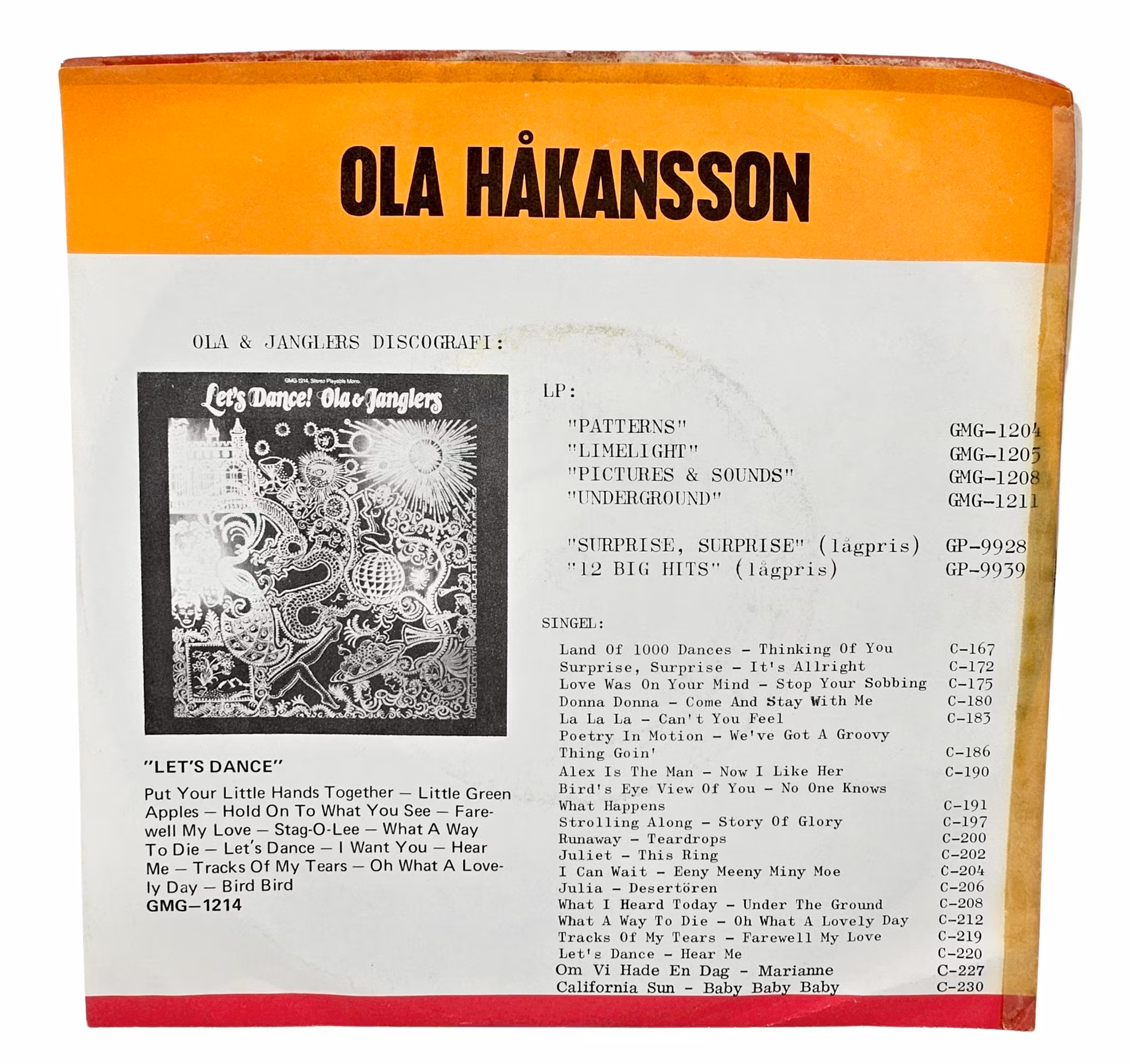 Ola Håkansson, Melodifestival 1969, Vinyl Singel
