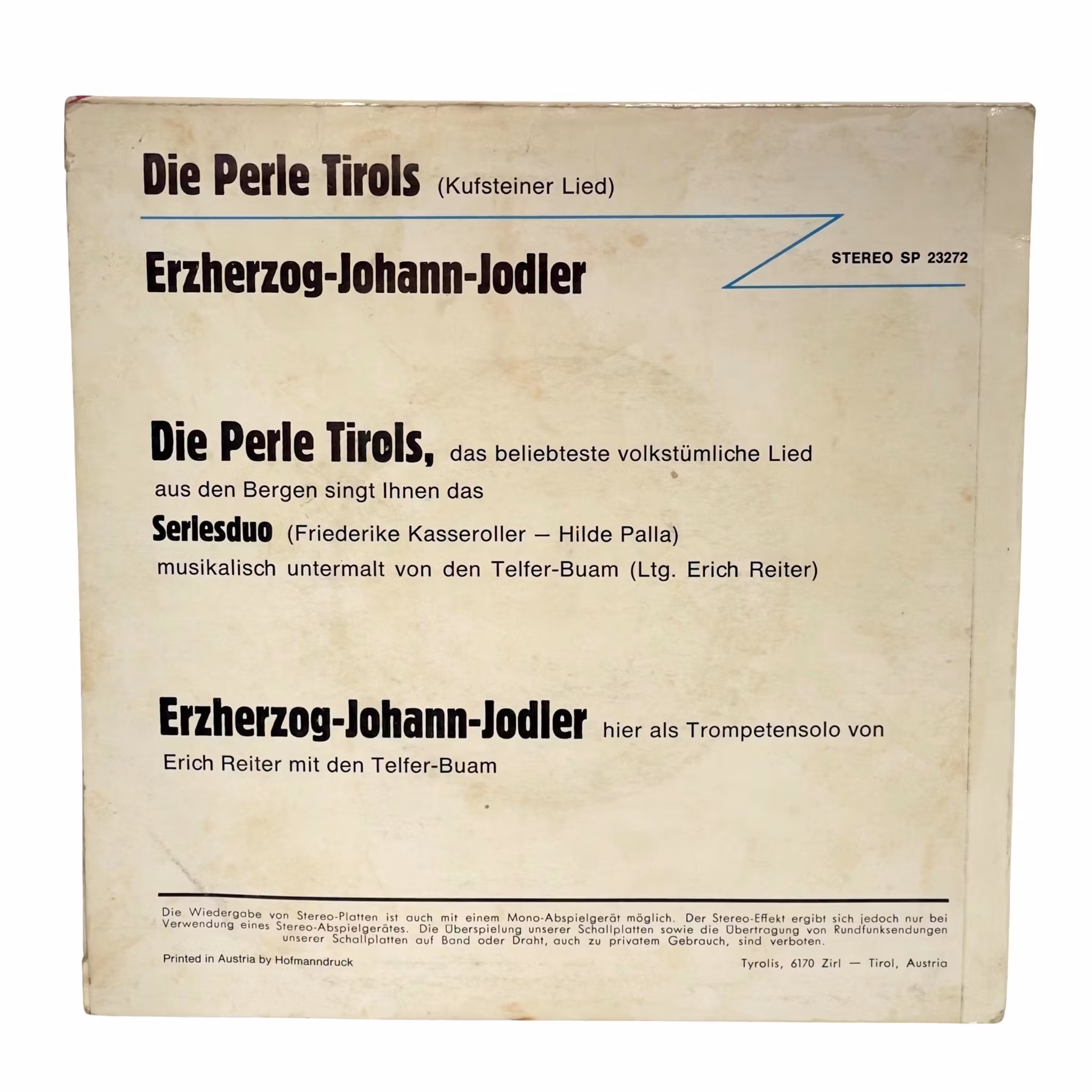 Die Perle Tirols, Mit Den Telfer Baum Und Dem Serlesduo, Vinyl EP
