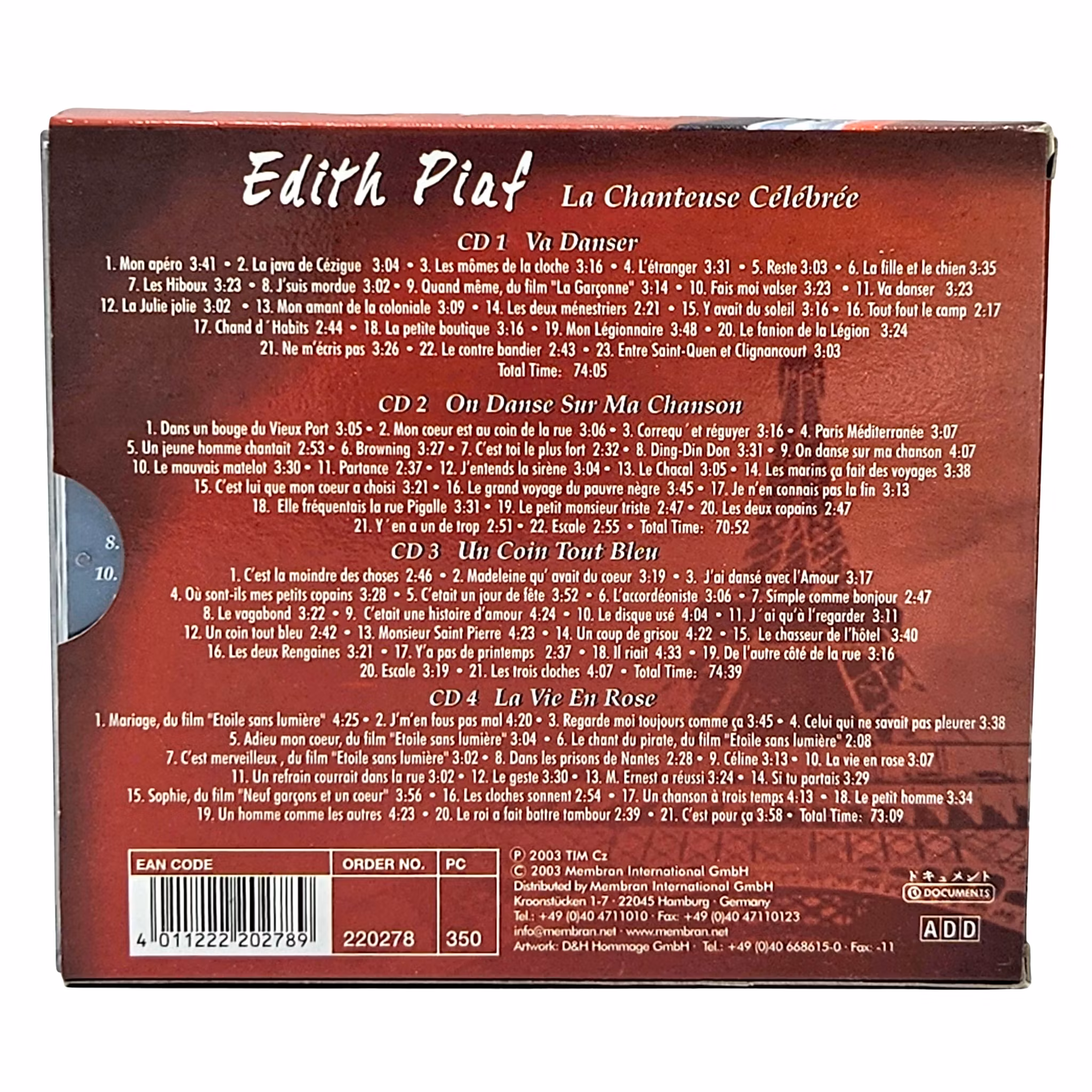 Edith piaf, La Chanteuse Célébrée, 4 CD Box