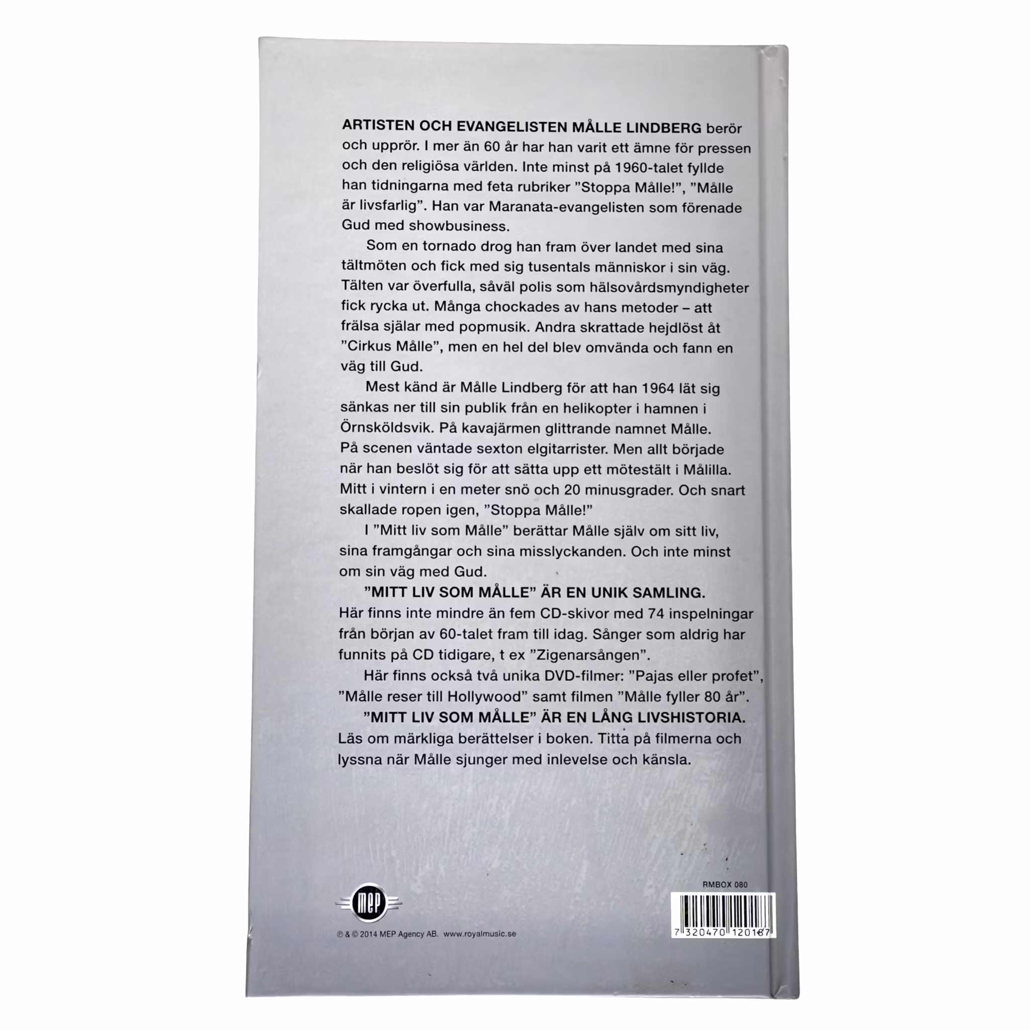 Mitt Liv Som Målle, 5 CDs, 2 DVDs and a book of 60 pages