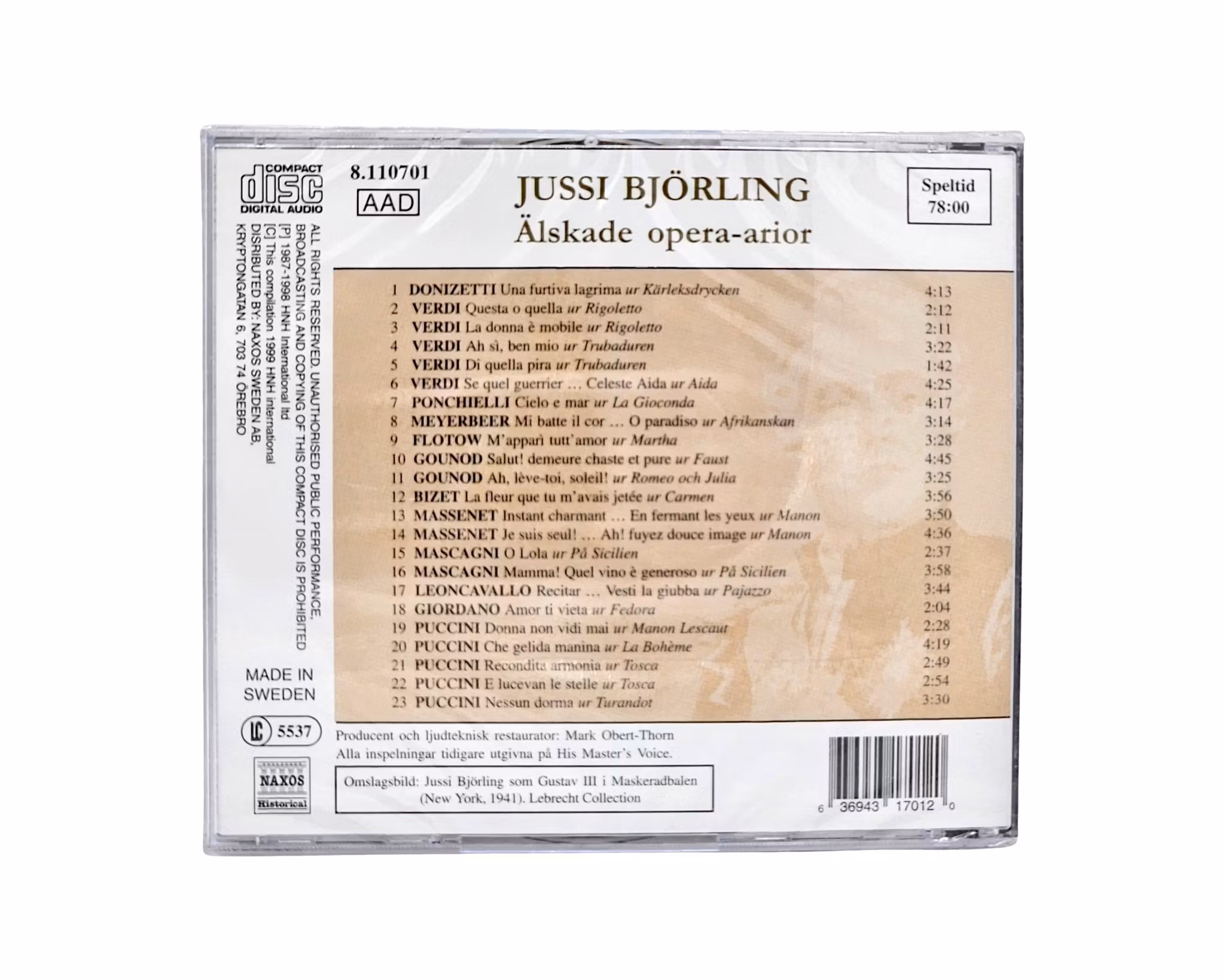 Jussi Björling, Älskade Opera Arior, NY CD