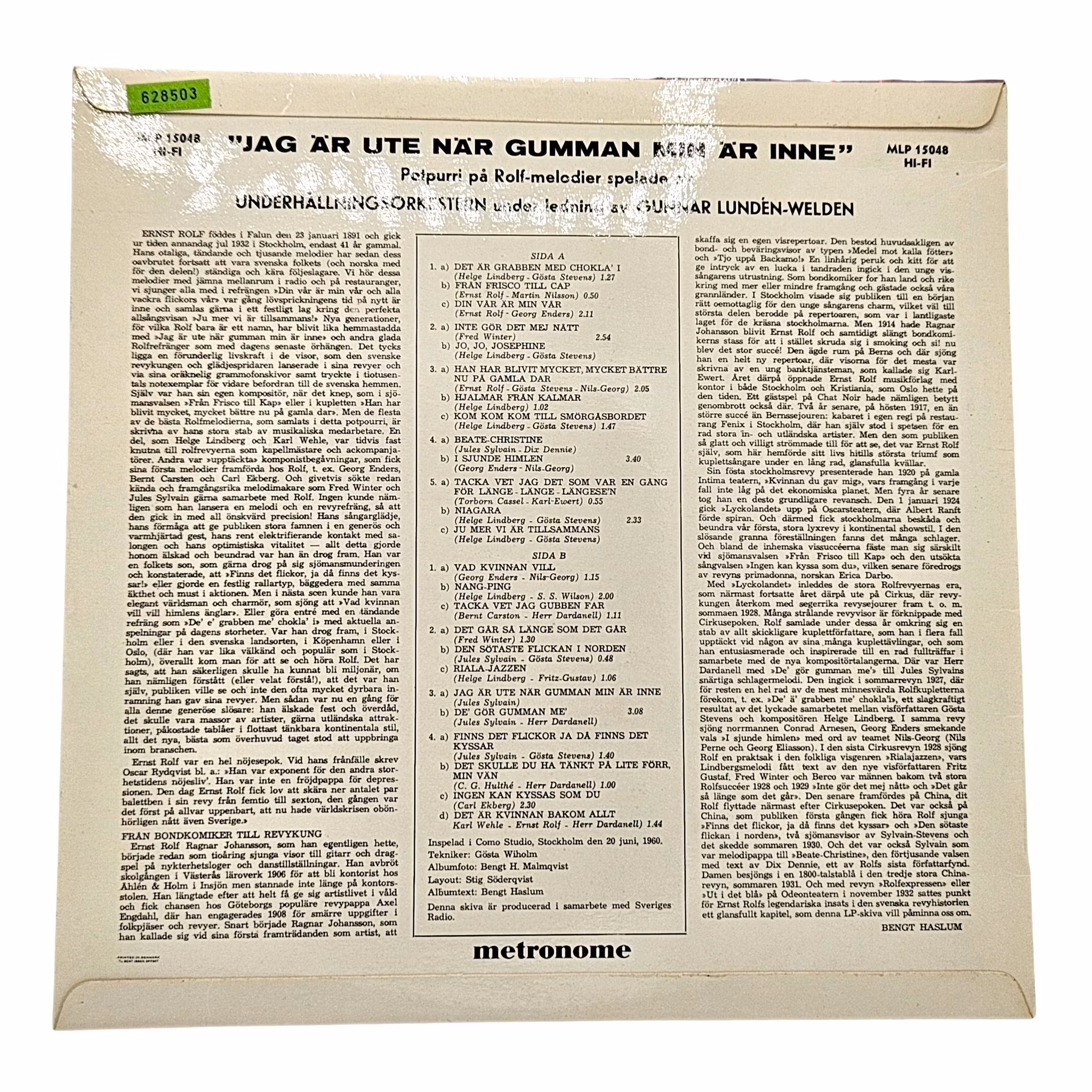 Ernst Rolf Melodier, LP Vinyl NY