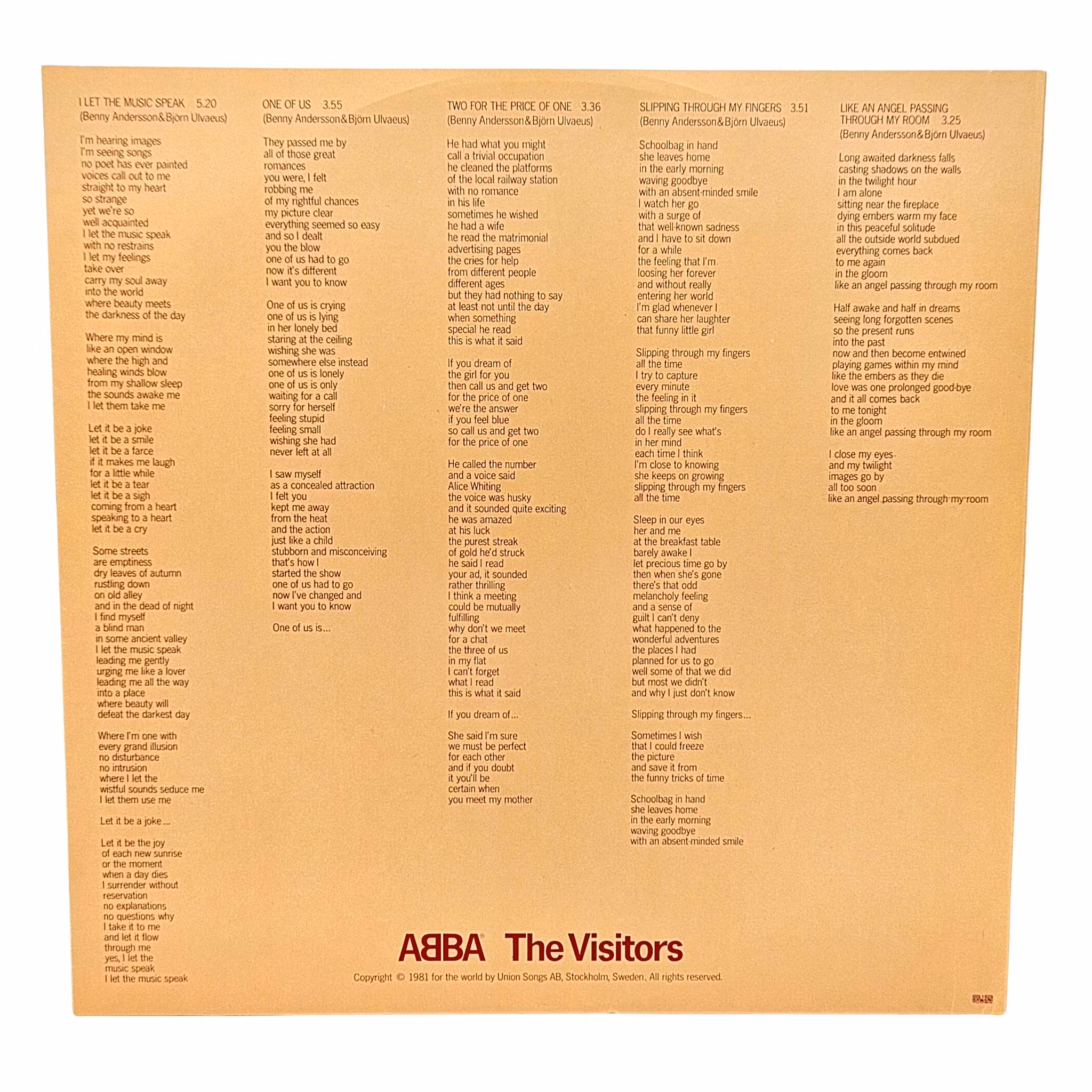 ABBA, The Visitors, LP Vinyl