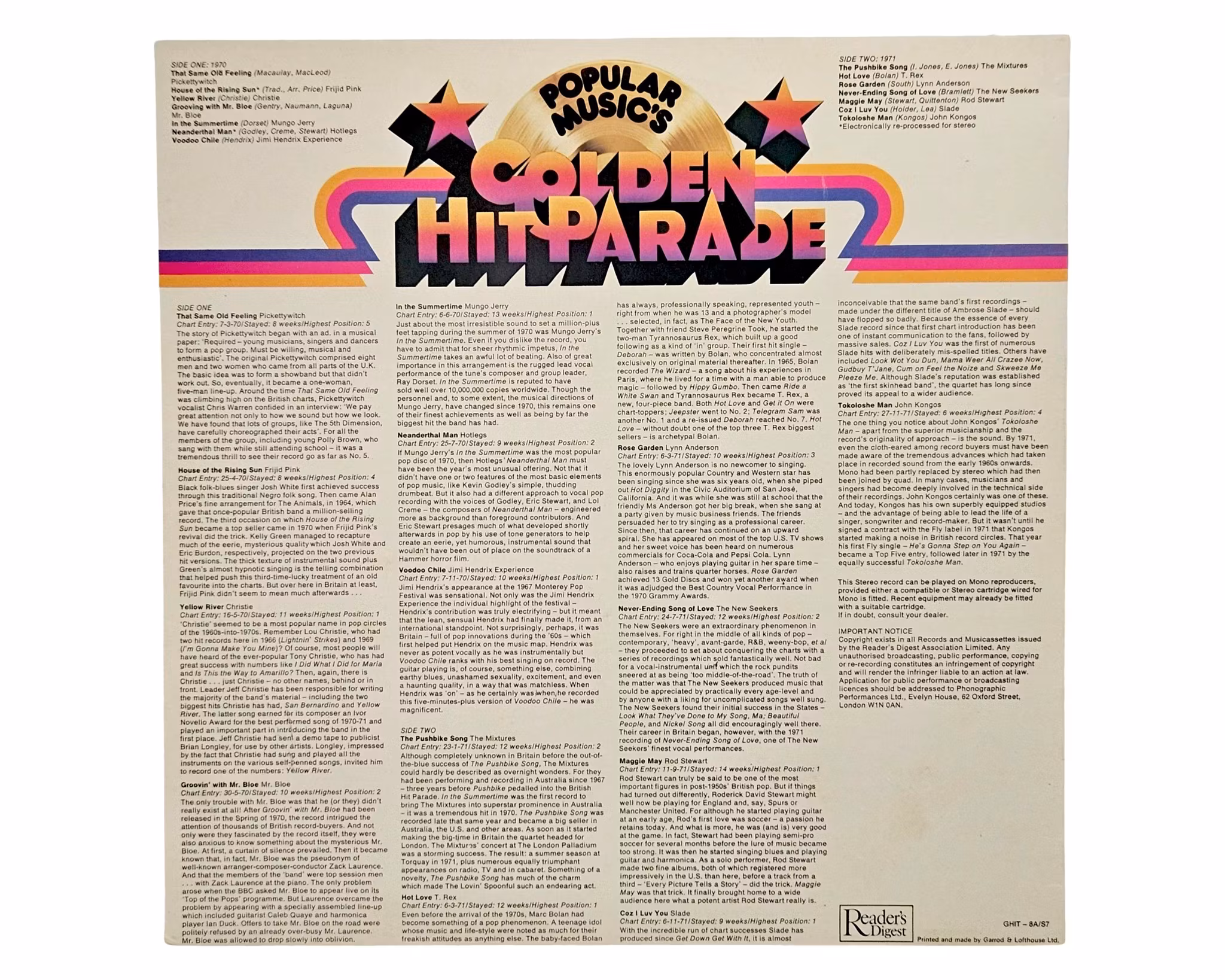Golden Hit Parade, 1970 till 1971, Vinyl LP